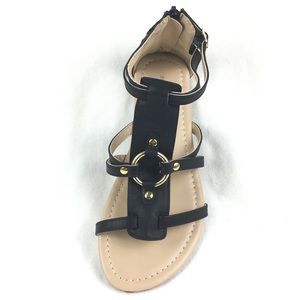 Gladiator sandal with zipper back closure Black